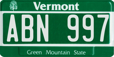 VT license plate ABN997