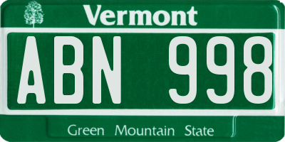 VT license plate ABN998