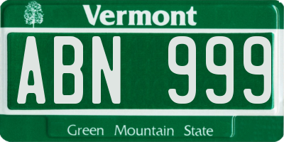 VT license plate ABN999