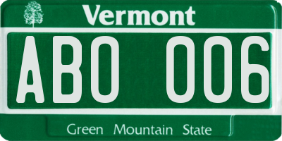 VT license plate ABO006