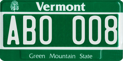 VT license plate ABO008