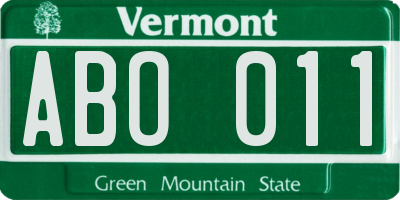 VT license plate ABO011