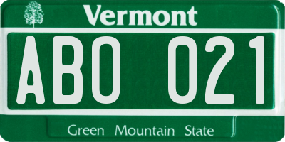 VT license plate ABO021