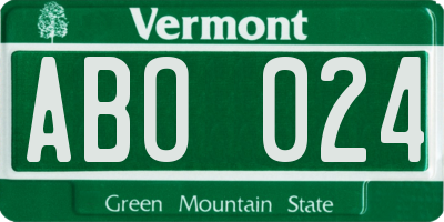 VT license plate ABO024