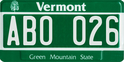 VT license plate ABO026