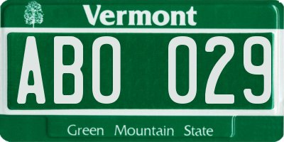 VT license plate ABO029