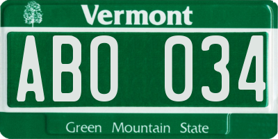 VT license plate ABO034