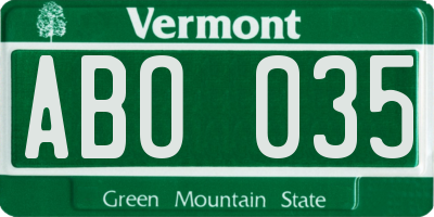 VT license plate ABO035