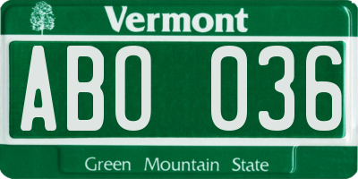 VT license plate ABO036