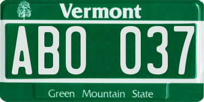 VT license plate ABO037