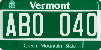 VT license plate ABO040