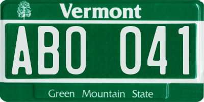 VT license plate ABO041