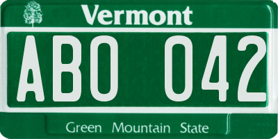 VT license plate ABO042