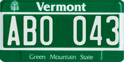 VT license plate ABO043