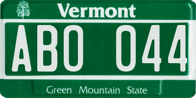 VT license plate ABO044