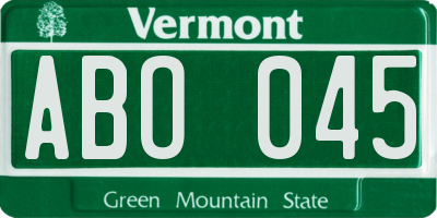 VT license plate ABO045