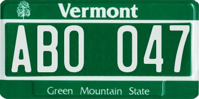 VT license plate ABO047