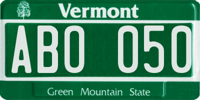 VT license plate ABO050