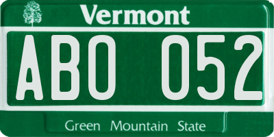 VT license plate ABO052