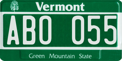 VT license plate ABO055