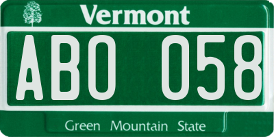 VT license plate ABO058