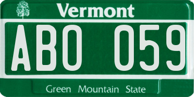 VT license plate ABO059