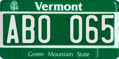 VT license plate ABO065