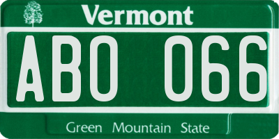 VT license plate ABO066