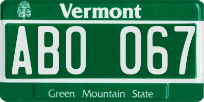 VT license plate ABO067