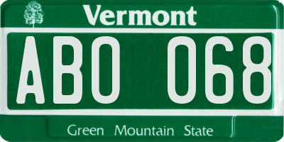 VT license plate ABO068