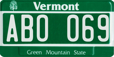 VT license plate ABO069