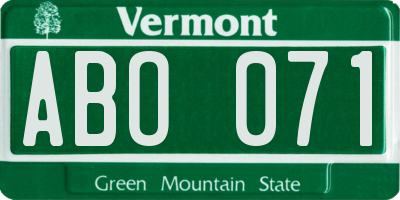 VT license plate ABO071