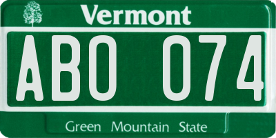 VT license plate ABO074