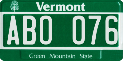 VT license plate ABO076