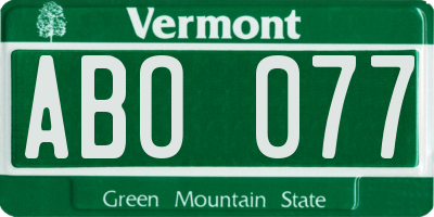 VT license plate ABO077