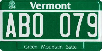 VT license plate ABO079