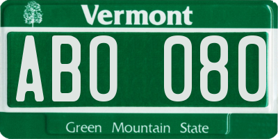 VT license plate ABO080