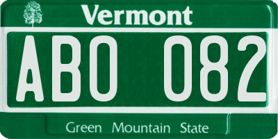 VT license plate ABO082