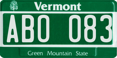 VT license plate ABO083