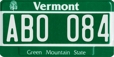 VT license plate ABO084