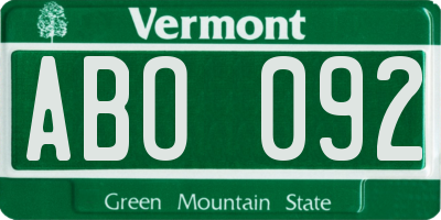 VT license plate ABO092