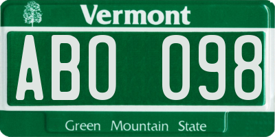 VT license plate ABO098