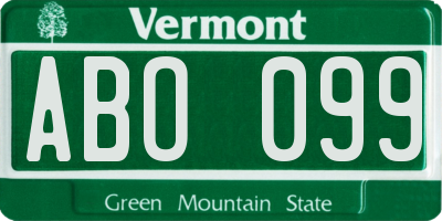 VT license plate ABO099