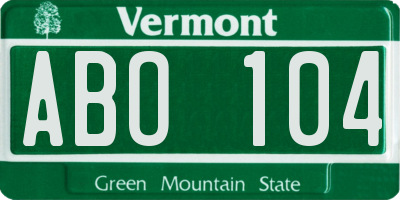 VT license plate ABO104