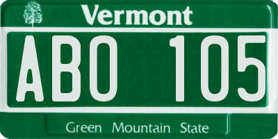 VT license plate ABO105