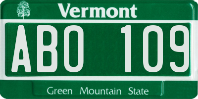 VT license plate ABO109