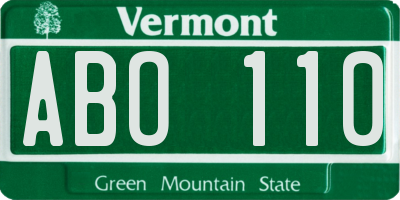 VT license plate ABO110