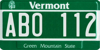 VT license plate ABO112