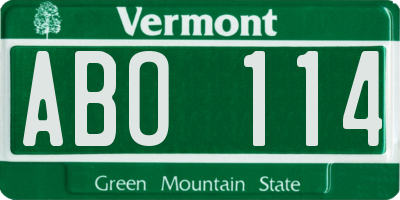 VT license plate ABO114