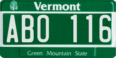 VT license plate ABO116